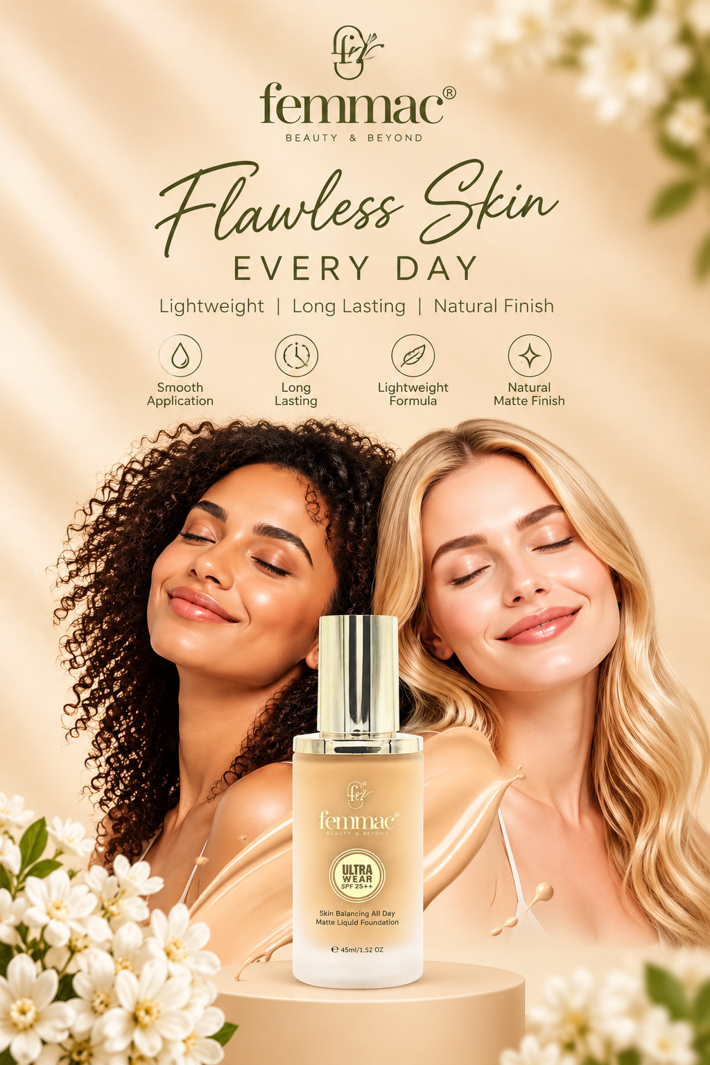 Femmac Ultra Wear foundation campaign